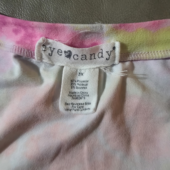 Eye candy Tie-Dye Scoop Tunic  Neck Top in Pink, Orange & Yellow - Picture 5 of 6